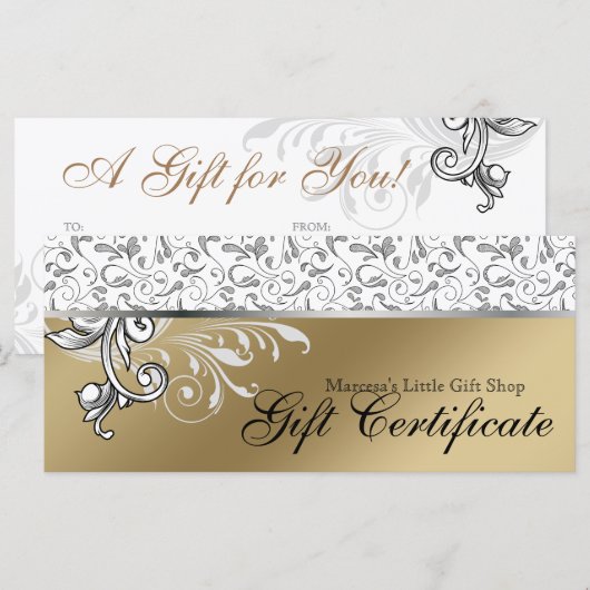 Elegante vakantie-cadeaubon detailhandel bloemen (Voorkant / Achterkant)