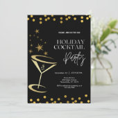 Elegante vakantie cocktail party Nodig Kerstmis ui Kaart (Staand voorkant)
