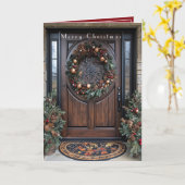 Elegante Vakantie Deur Krans Pine Trees Gold Kaart (Gele Bloem)