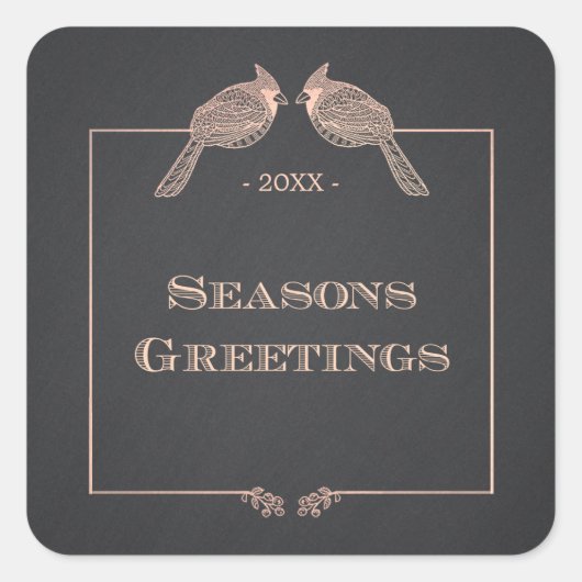 Elegante vakantie faux Roos gouden kardinalen Vierkante Sticker (Voorkant)