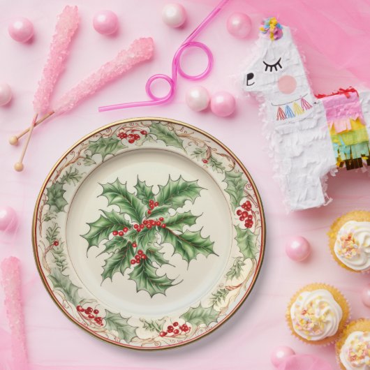 Elegante vakantie Holly Papieren Bordje (Feest)