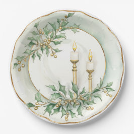 Elegante vakantie kaarsen dineren papieren bordje