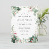 Elegante vakantie Kerstmis Winter Wedding Kaart (Staand voorkant)