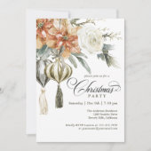 Elegante Vakantie Ornamenten Bloemen Kerstfeest Kaart (Voorkant)
