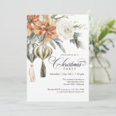 Elegante Vakantie Ornamenten Bloemen Kerstfeest Kaart (Staand voorkant)