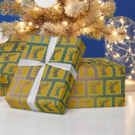 Elegante vakantie rendier hoofd kunst kleurrijk pa cadeaupapier