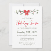 Elegante vakantie Soirée Bow en Holly rood en groe Kaart (Voorkant)