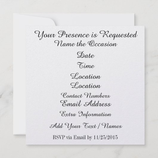 Elegante Vakantie - Trouw Uitnodiging (Achterkant)