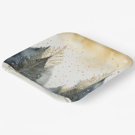 Elegante vakantiebomen papieren bordje (Gebogen)