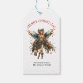 Elegante vakantiefee met kerstlantaarn cadeaulabel (Voorkant)