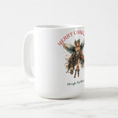 Elegante vakantiefee met kerstlantaarn koffiemok (Voorkant links)