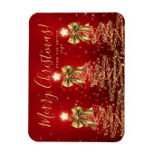 Elegante vakantiegoud rode kerstbomen + Jaar Magneet (Verticaal)