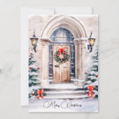 Elegante vakantieingang Vrolijk kerstfeest Feestdagenkaart (Voorkant)