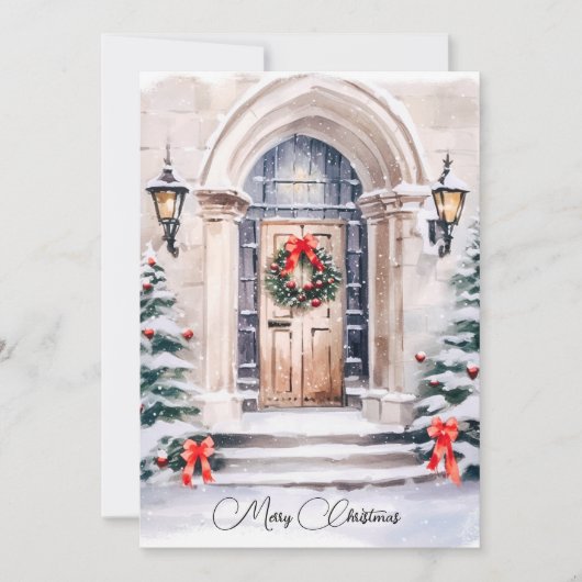Elegante vakantieingang Vrolijk kerstfeest Feestdagenkaart (Voorkant)