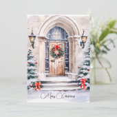 Elegante vakantieingang Vrolijk kerstfeest Feestdagenkaart (Staand voorkant)