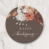 Elegante val laat gelukkig Thanksgiving Bedankjes Labels (Voorkant)