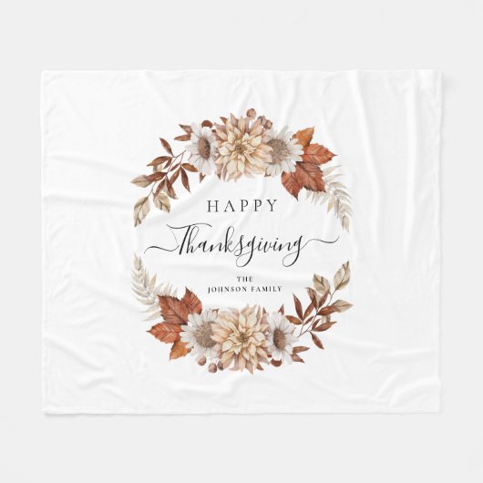 Elegante val laat gelukkig Thanksgiving Fleece Deken (Voorkant (Horizontaal))