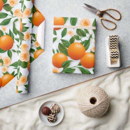 Elegante Valenciaanse Oranje bloem Cadeaupapier (Crafts)