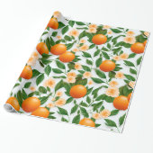 Elegante Valenciaanse Oranje bloem Cadeaupapier (Uitgerold)
