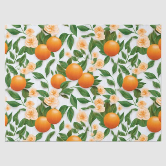Elegante Valenciaanse Oranje bloem Tissuepapier (Voorkant)