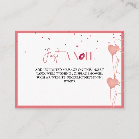 Elegante Valentijn Bruidsbruiloft Displaykaart Informatiekaartje (Voorkant)