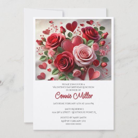 Elegante Valentijn verjaardag lunch Kaart (Voorkant)