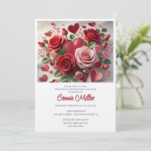 Elegante Valentijn verjaardag lunch Kaart (Staand voorkant)