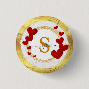 Elegante Valentijns, Liefde, Jubileum Huwelijk Ronde Button 3,2 Cm