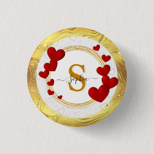 Elegante Valentijns, Liefde, Jubileum Huwelijk Ronde Button 3,2 Cm (Voorkant)