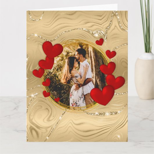 Elegante Valentijns, Liefde, Jubileum Rode Harten Kaart (Voorkant)