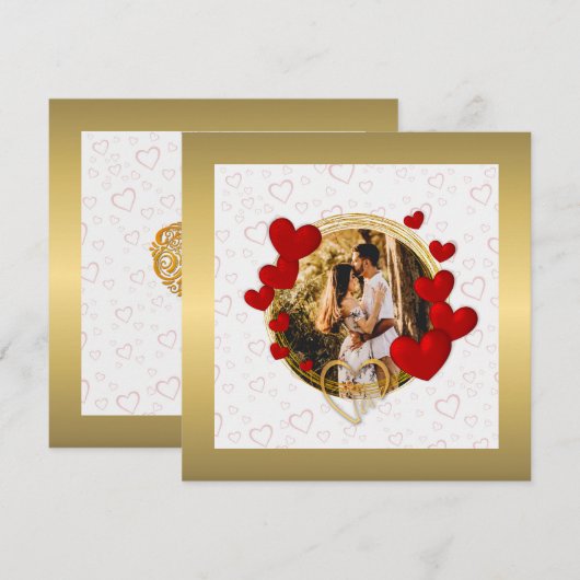 Elegante Valentijns, Liefde, Verjaardag Rode Hart Kaart (Voorkant / Achterkant)