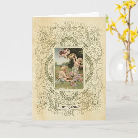 Elegante Valentijnsdag Cherub  Angel  Kaart (Gele Bloem)