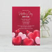 Elegante Valentijnsdag Dinner Party Uitnodiging (Staand voorkant)