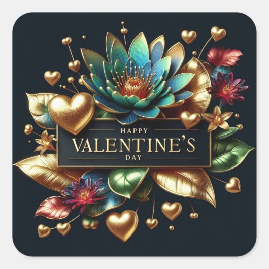 Elegante Valentijnsdag envelop afdichting Vierkante Sticker (Voorkant)