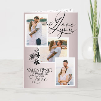 Elegante Valentijnsdag fotocollage Kaart