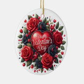 Elegante Valentijnsdag Hart met Rozen Keramisch Ornament (Rechts)