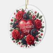 Elegante Valentijnsdag Hart met Rozen Keramisch Ornament (Links)