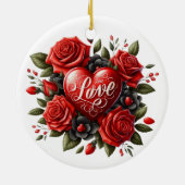 Elegante Valentijnsdag Hart met Rozen Keramisch Ornament (Achterkant)