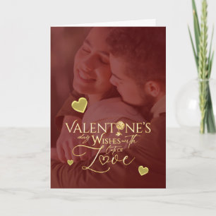 Elegante Valentijnsdag Rood en Goud Calligrafie Kaart