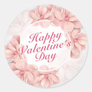 Elegante Valentijnsdag Roze Bloemen Lijst Sticker