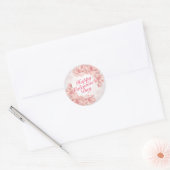 Elegante Valentijnsdag Roze Bloemen Lijst Sticker (Envelop)