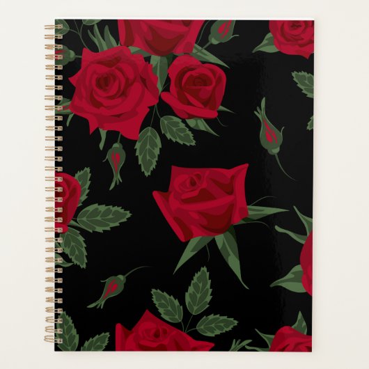 Elegante Valentijnsdag Zwart & Rood Rose Planner (Voorkant)