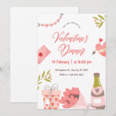 Elegante Valentijnse Dinner Party Kaart (Voorkant / Achterkant)