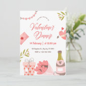 Elegante Valentijnse Dinner Party Kaart (Staand voorkant)