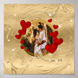 Elegante Valentijnse , liefde, Jubileum rode harte Poster