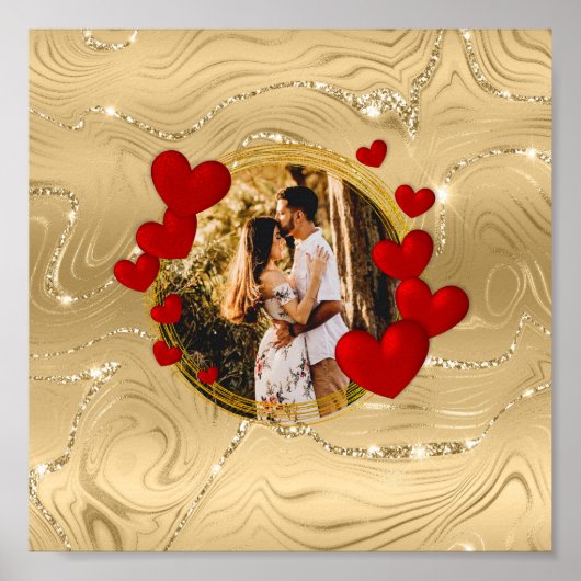 Elegante Valentijnse , liefde, Jubileum rode harte Poster (Voorkant)