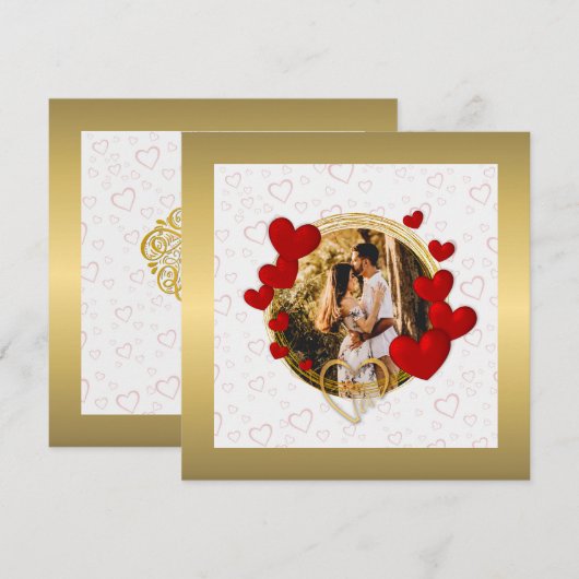 Elegante Valentijnse , Liefde, Jubileum Rood Hart Bedankkaart (Voorkant / Achterkant)