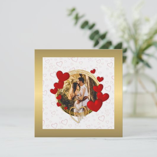 Elegante Valentijnse , Liefde, Jubileum Rood Hart Bedankkaart (Staand voorkant)