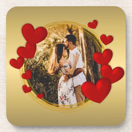 Elegante Valentijnse , Liefde, Jubileum Rood Hart Bier Onderzetter (Voorkant)