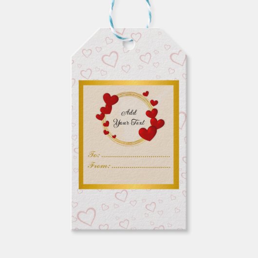 Elegante Valentijnse , Liefde, Jubileum Rood Hart Cadeaulabel (Voorkant)